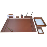 Rustic (Sienna) Brown Leather Desk Set, 8pc